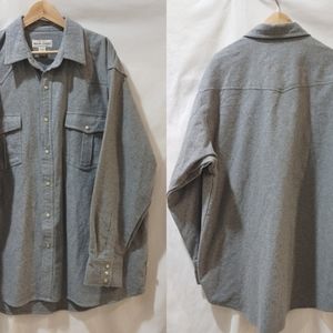 Moose Creek Brushed Cotton Flannel Long Sleeve Shirt Gray 2XL Snap Button Style